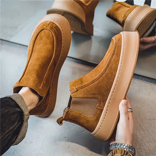 Male Chelsea Shoes Spring Autumn High Cut Platform Men's Booties Boots Classic New Size 44 Trendy 2025 Quality Hot Selling Cheap