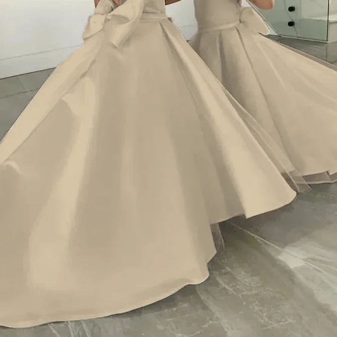 Simple White Flower Girl Dress A-Line O-Neck Floor Length Sleeveless Bow Kids Lovely Birthday First Communion Wedding Gowns 2025