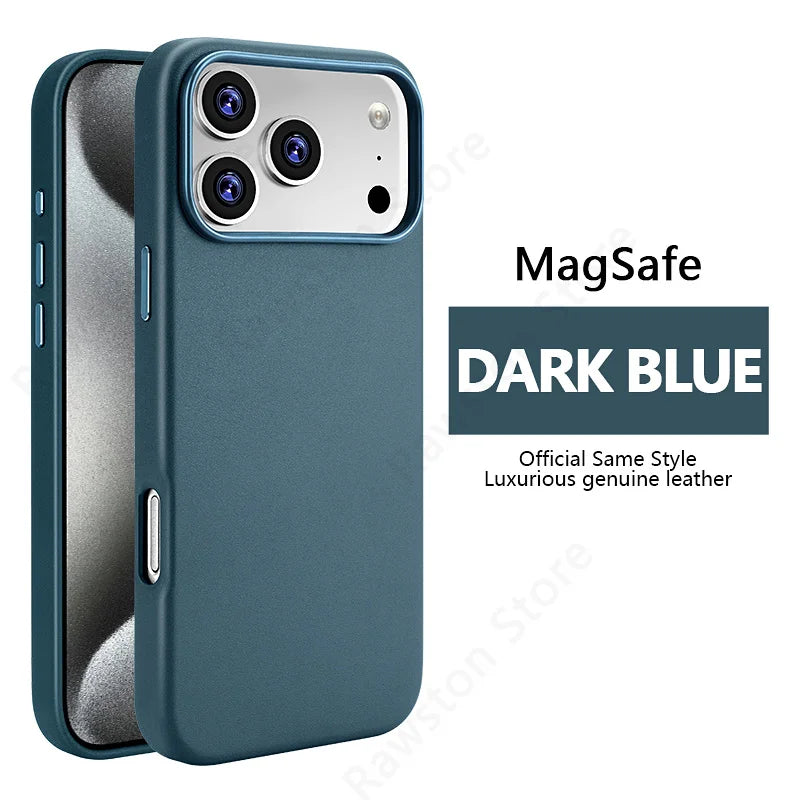 جراب جلد مغناطيسي رسمي لهاتف Apple iPhone 17 Pro Max 16 13 12 14 15 Plus الأصلي MacSafe لملحقات غطاء MagSafe