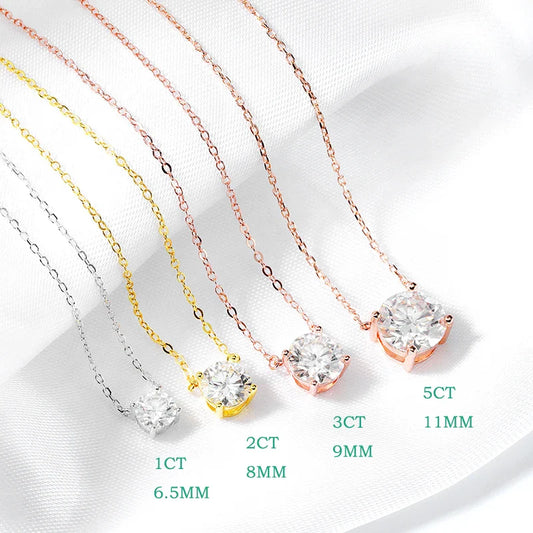 1-5CT Rose Gold Color Moissanite Necklace for Women D Color Sparkling Classic Lab Diamon Pendant Sterling Silver 925 100%