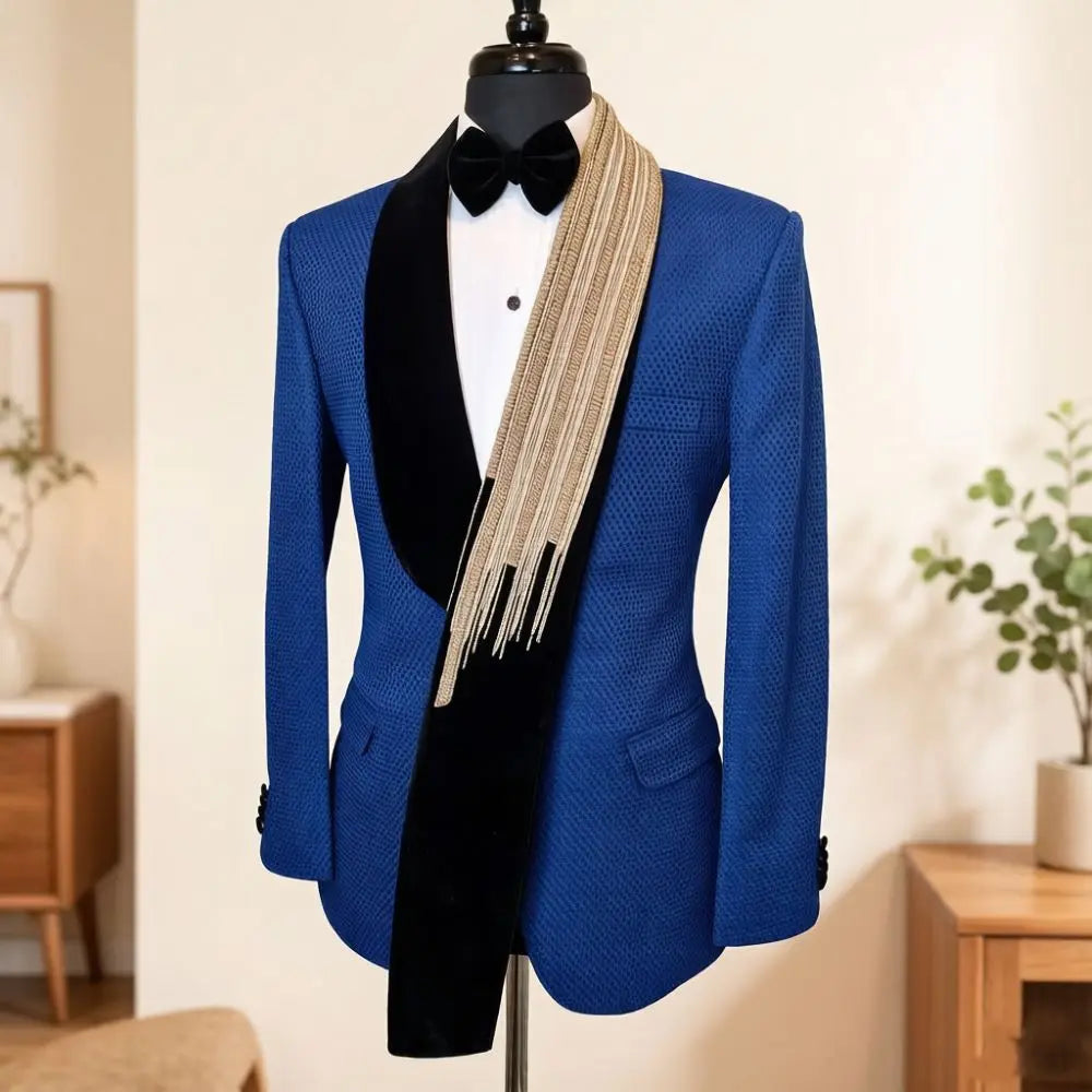 Men Slim Fit Suits 2 Pieces Wedding Prom Tuxedo Mix Match Beaded Shawl Lapel side flap pocket Groom Banquet Events Wear