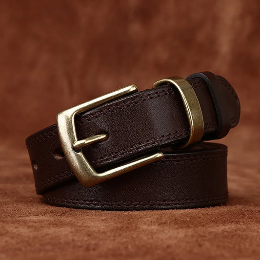 2.8CM Ladies Pure Cowhide High Quality Genuine Leather Belts for Women Needle Buckle Jeans Cowboy Waist Belt Luxury Designer