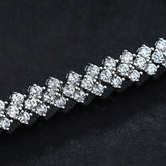 Bracelet de tennis 1,5 mm en Moissanite véritable, Argent sterling 925, Bracelets 3 rangs avec cœurs en diamant de laboratoire, pour mariée, femme, bijoux de mariage