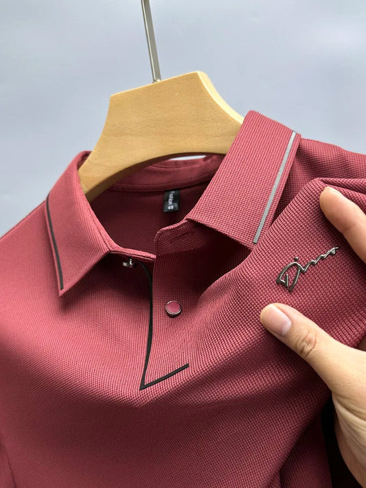 Light luxury brand letter emboss short sleeve T-shirt summer popular men polo shirt comfort silky breathable business casual top