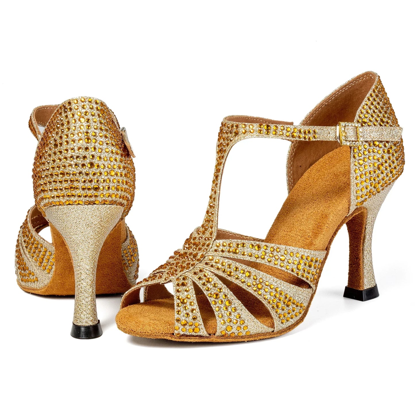 Women Latin Dance Shoes Girls Ballroom Dance Shoes Soft Bottom High heel 7.5CM Ladies practice Latin Salsa Shoes heeled 8.5CM