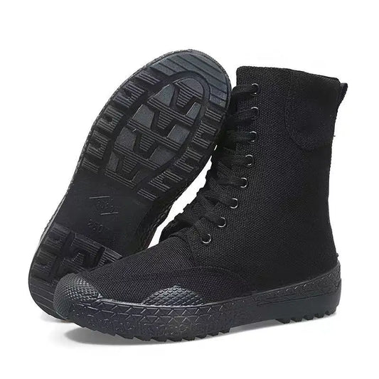36-46 Mens Boots Spring Autumn Male Canvas Botas Lace-Up Shoes High Top Booties Solid Color Zapatos Ankle Motorcycle Footwear Y3