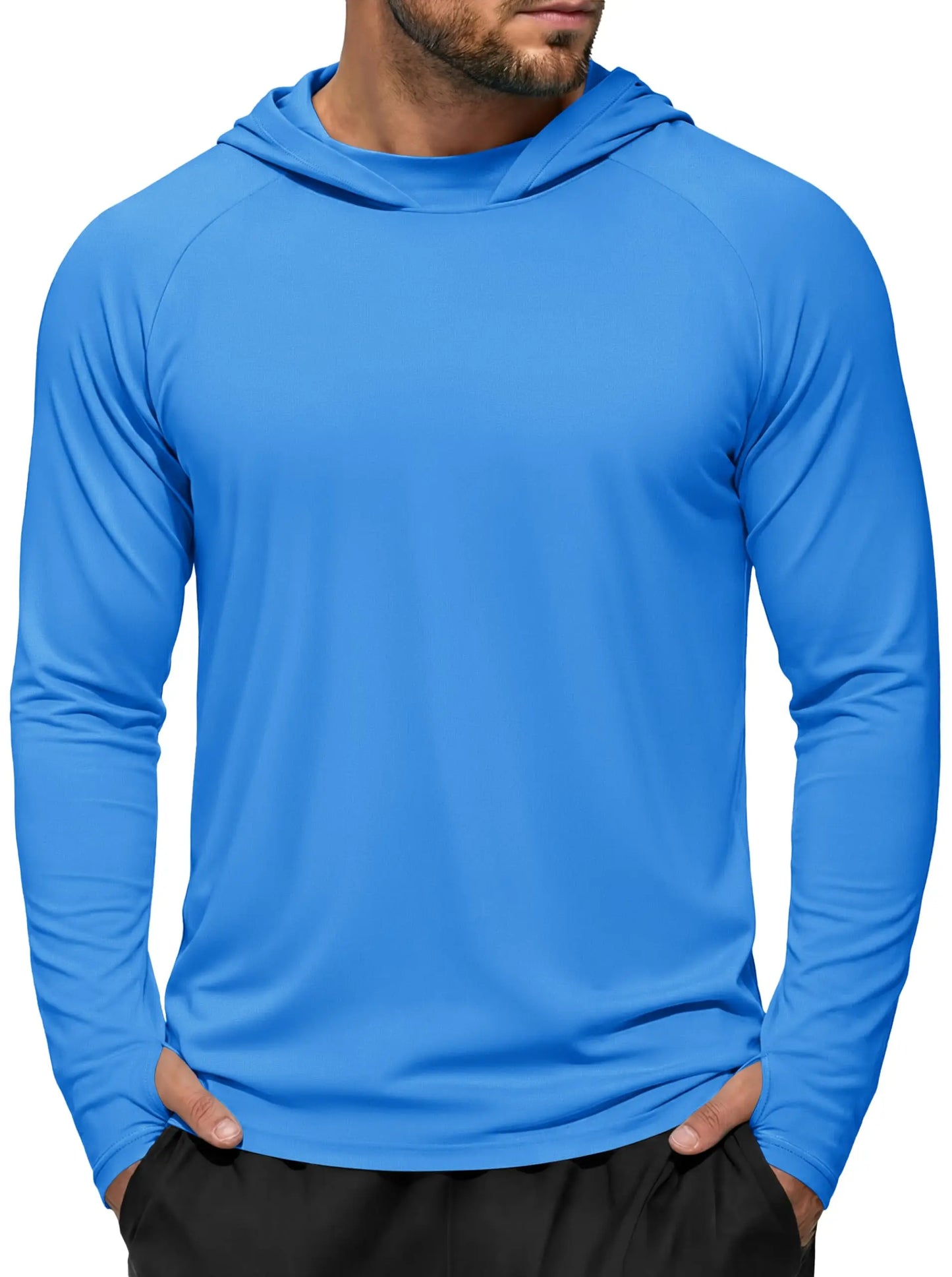 Men's UPF 50+ Hoodie Fishing Shirts Long Sleeve High Collar Mesh UV Sun Protection Rash Guard Swim Beach Running Hiking