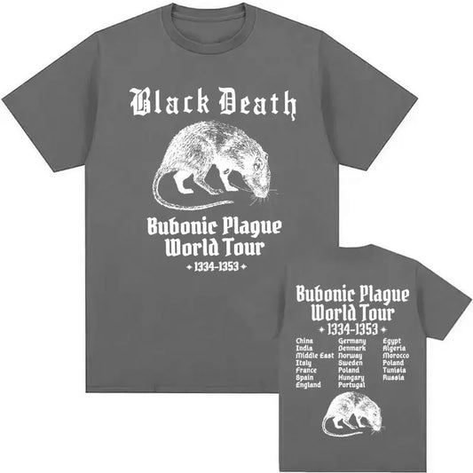 Bubonic World Tour 2024 Tshirts Men Women Casual Funny Meme Gothic T Shirt Fashion Vintage Oversized Cotton Short Sleeve T-shirt