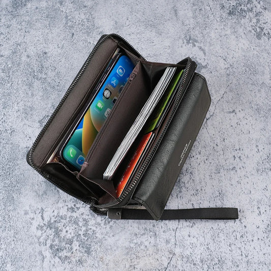 Portefeuille homme transfrontalier, matière PU, plusieurs emplacements pour cartes, portefeuille long décontracté, nouveau style, grande capacité, pochette à main, téléphone portable