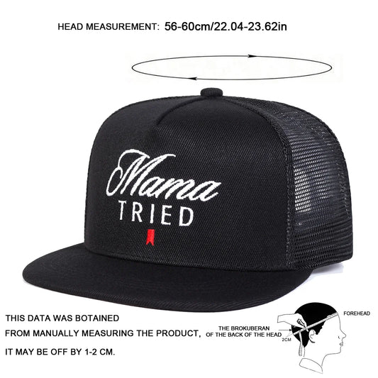 Unisex Mama TRIED Letter Embroidery Hip-hop Net Hats Spring Summer Outdoor Adjustable Casual Baseball Caps Sunscreen Hat