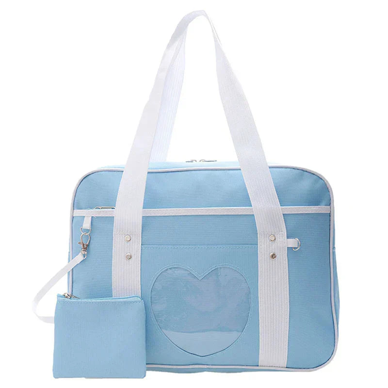 Japanese Lolita Heart JK School Uniform Bags Fashion Women Oxford Women Student PU Handbag Cosplay Anime Shoulder Bag