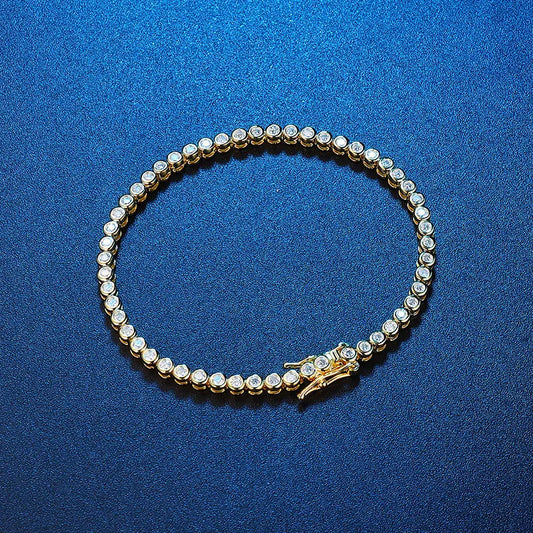 Bracelet de tennis en moissanite à bulles de 2 mm plaqué 18 carats pour femmes, bracelets de luxe 100 % argent sterling 925, chaîne entièrement sertie de diamants