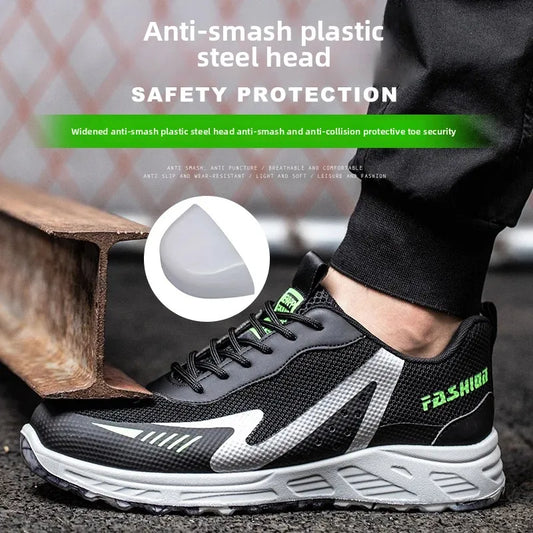 Fashion Insulation 6KV Plastic Toe Cap Labor Protection Shoes Anti Nail Indestructible Work Safety Boots Sneakers Male Footwear