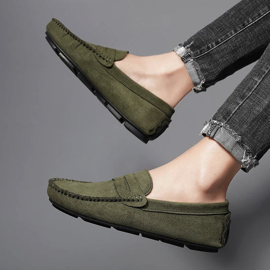 Fashion Suede Men Casual Shoes Breathable Leather Mens Loafers Slip on Male Driving Shoes Luxury Brand Comfortable Boat Shoes