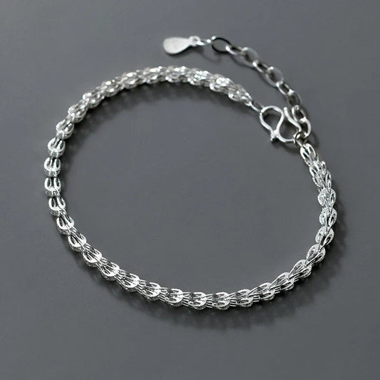 Bracelet chaîne mode simple ajouré en argent sterling 925 véritable pour femme, cadeau de fête de la Saint-Valentin, bijoux féminins