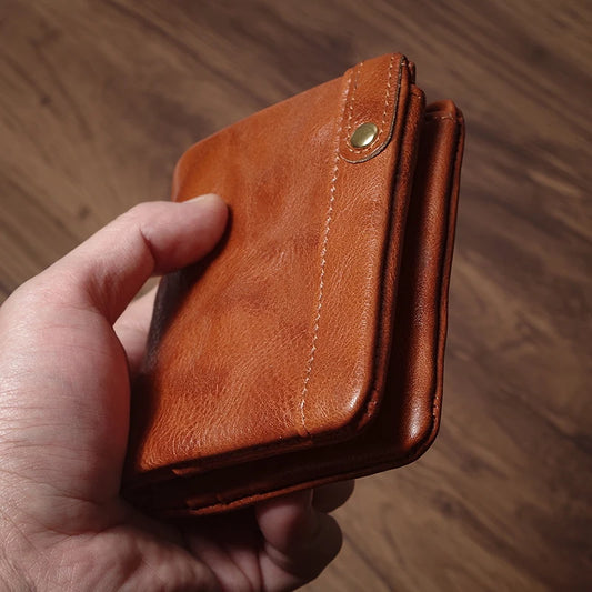 Portefeuille Bifold en Cuir Véritable de Luxe Petit et Léger pour Hommes et Femmes avec Pince à Billets, Porte-Cartes de Crédit et Poche Zippée Cachée