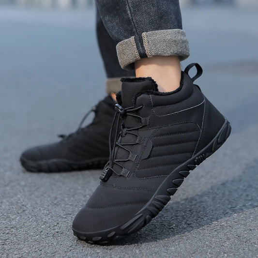 TFanJump MEN Winter Waterproof Snow Ankle Boots Thick Suede Lining Non-Slip Warm Shoes, Suitable For Extremely Cold Environments