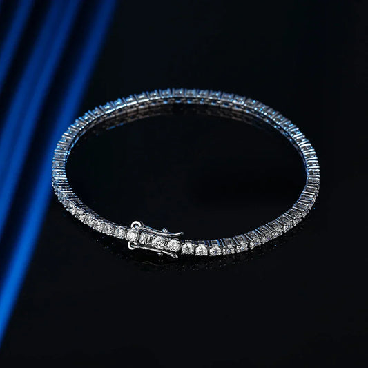 Bracelet de tennis en moissanite complète 0.06ct 2.5mm pour femme, en argent S925, chaîne de fête, bijoux fins étincelants, cadeau
