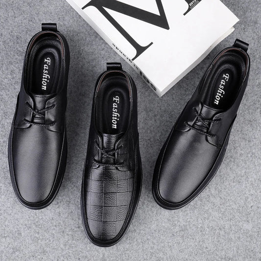 Male All-match Outdoor Flats Genuine Leather Men Casual Office Shoes Handmade Men Lace-Up Footwear 2024 New Mens Oxfords Shoes