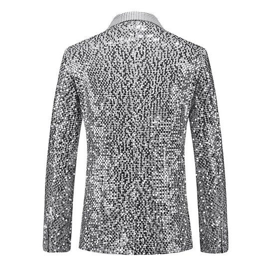 Men's Blazers Business Fashion Single Button Wedding Stage Handsome Casual Suit Outwear Sequin Gold Silver Suit Jackets M-6XL