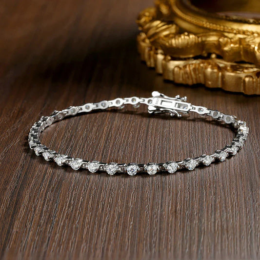Bracelet de tennis en moissanite 3mm D VVS1 en argent sterling massif s925 plaqué or blanc 18 carats avec GRA Bracelets pour femme homme