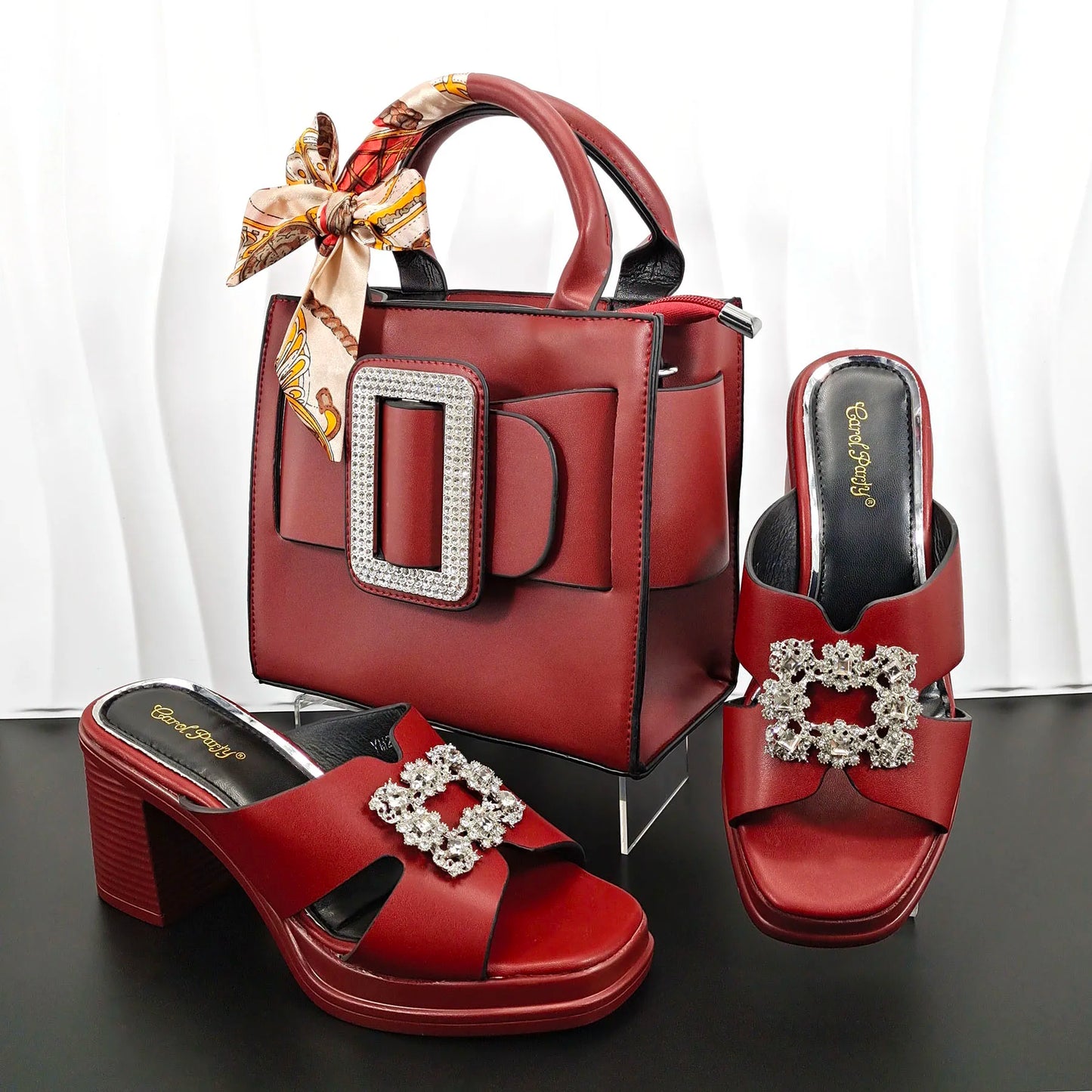 African Fashion Women's DK.Green Sandals With Square Fine Clutch Bag Italian Design Casual Style Shoes And Bag Set