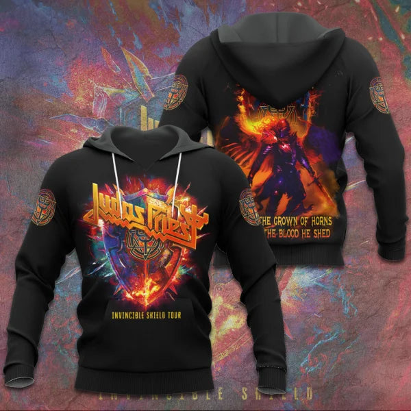 Rock band Judas Priest retro 3D printed men's and women's sports shirts, street long sleeved pullovers, American sweatshirts