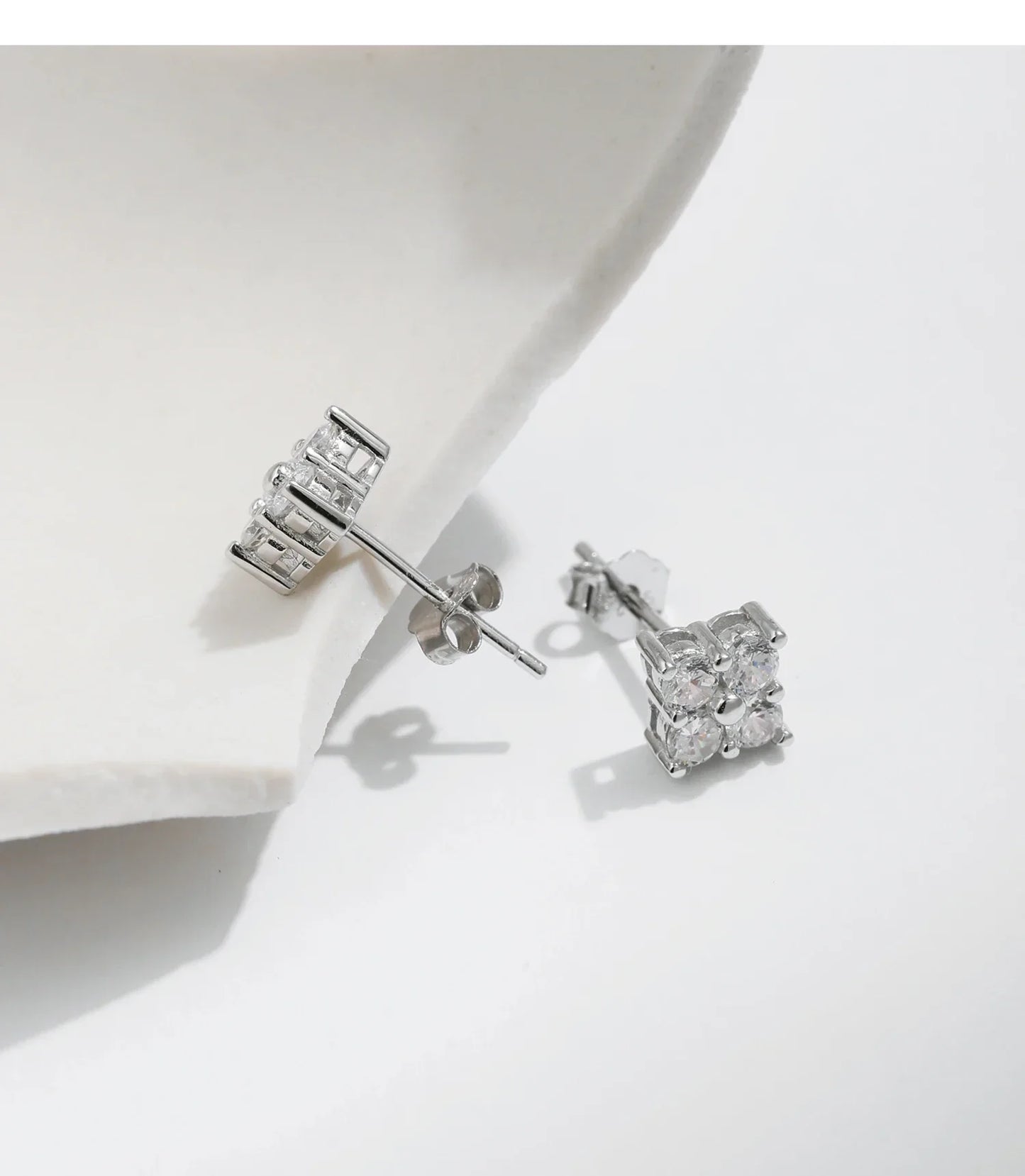 Simple D Color Moissanite 925 Sterling Silver Dazzling Lab Created Diamond Ideal Cut Stud Earrings For Women Jewelry