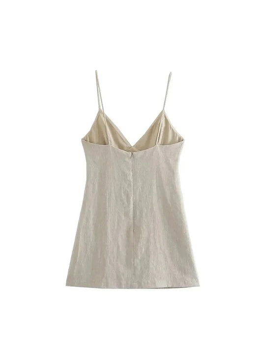 Women Chic Fashion Sleeveless Lnlay Mini Dress Vintage Thin Straps Summer Female Dresses Vestidos Mujer