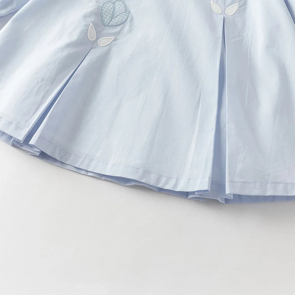 Children Cotton Dress Girls Clothes Spring Autumn Baby Elegant Sweet Dresses Kid Blue Outdoor Dress Fashion DB1260173