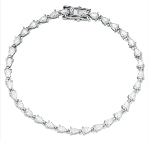 3x5mm Pear Cut Moissanite Tennis Bracelets for Women s925 Sliver Plated 18k White Gold Hiphop Party Bracelet Wholesale
