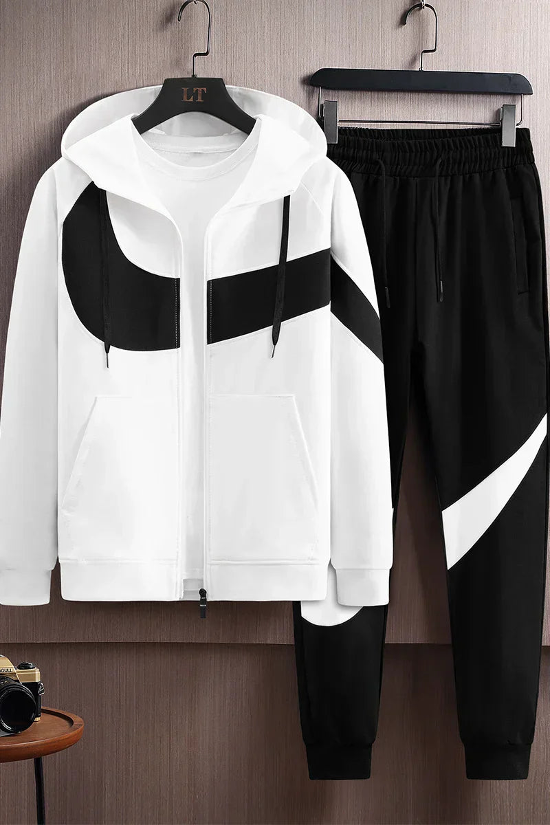 Spring and Autumn Men's Casual Cardigan Hoodie Fashion Sports Set Men's Running Sportswear Two Piece Set