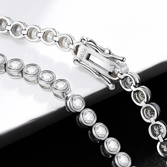 Bracelets Tennis en Moissanite Certifiés GRA 2/3mm S925 Argent Rond Bulle Diamant de Laboratoire Chaîne à Main pour Femmes Hommes Bijoux Fins