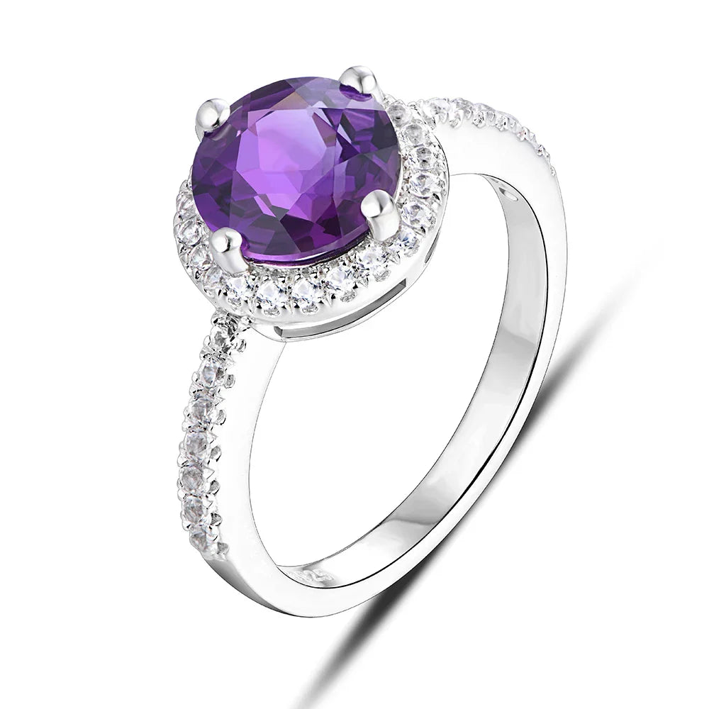 Silver Ring Women Fashion 2.3 Carats Created Diaspore S925 Wedding Band Color Change Stone