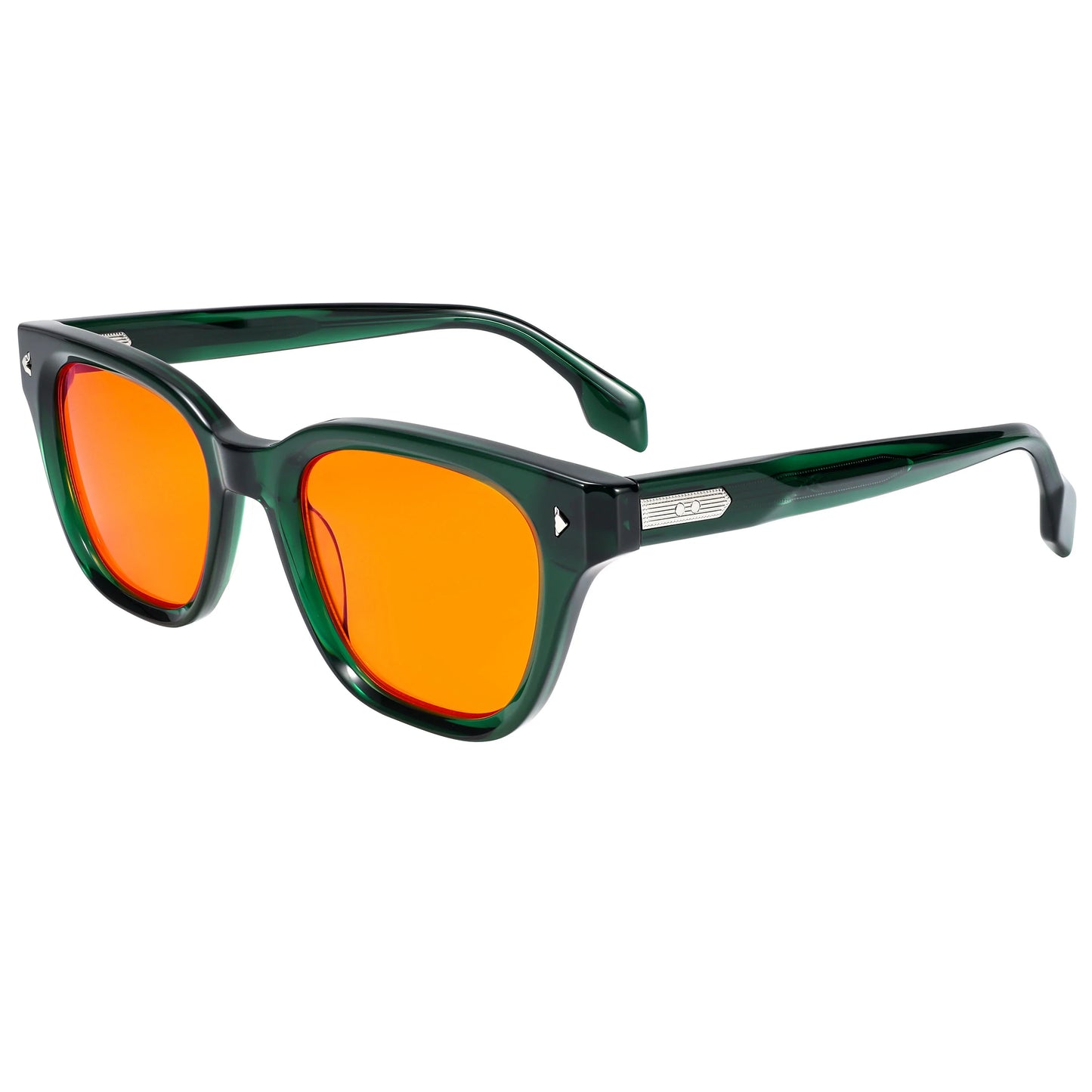 Retro Sunglasses Black Acetate Dark Red Temples UV400 Non-Polarized Rectangle Unisex Eyewear