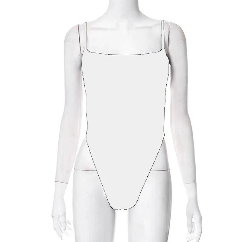 Sexy Vintage Hottie Fashion Bodysuit 2000s Streetwear Tops New Women Slim Short Patchwork Backless Pure Colour Hollow Jumpsuit