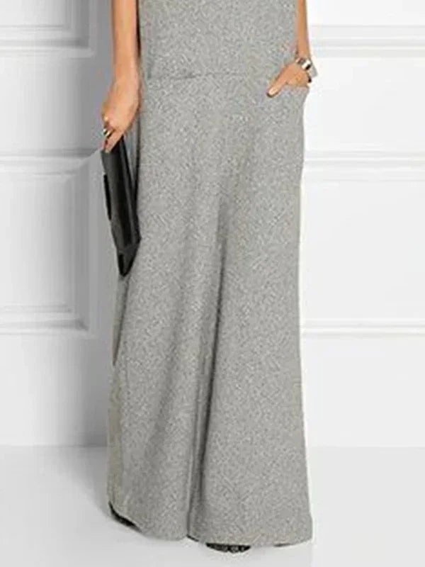 Women's Solid Color High Neck Pockets Elegant Maxi Dresses 2026 New Summer Short Sleeves Loose Urban Casual Long Dress