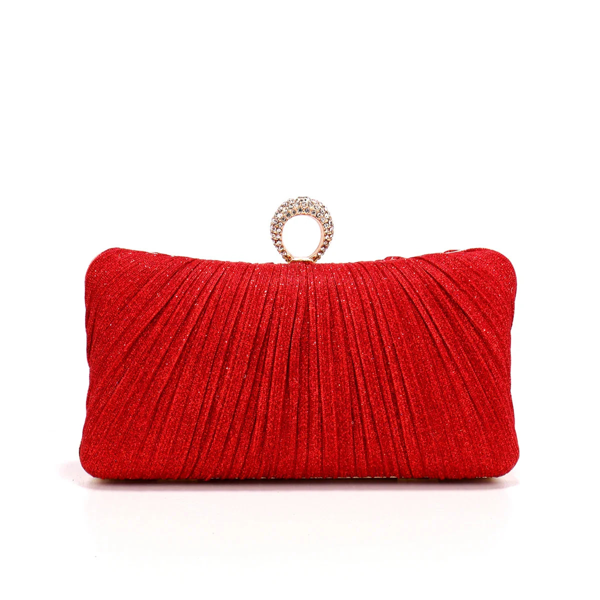Valentine's Day Evening Bags Finger Ring Diamonds Clutch Ruched Fashion Prom Dinner Handbags With Chain Purse