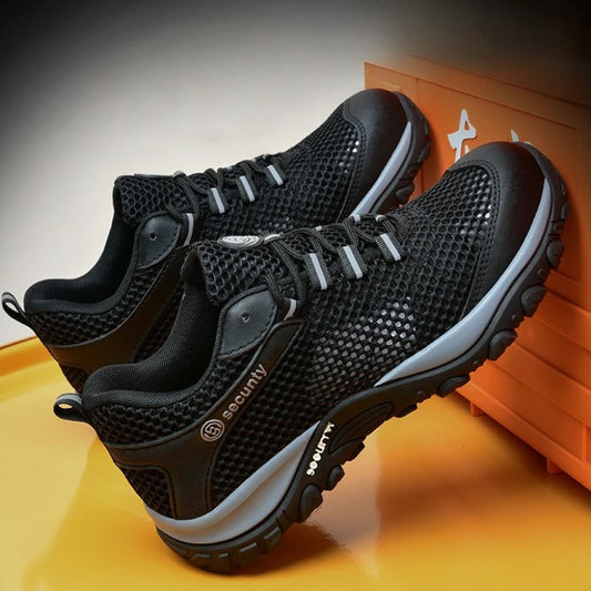 spring breathable work shoes summer mesh lightweight safety shoes steel toe work sneakers anti puncture industrial shoes for men