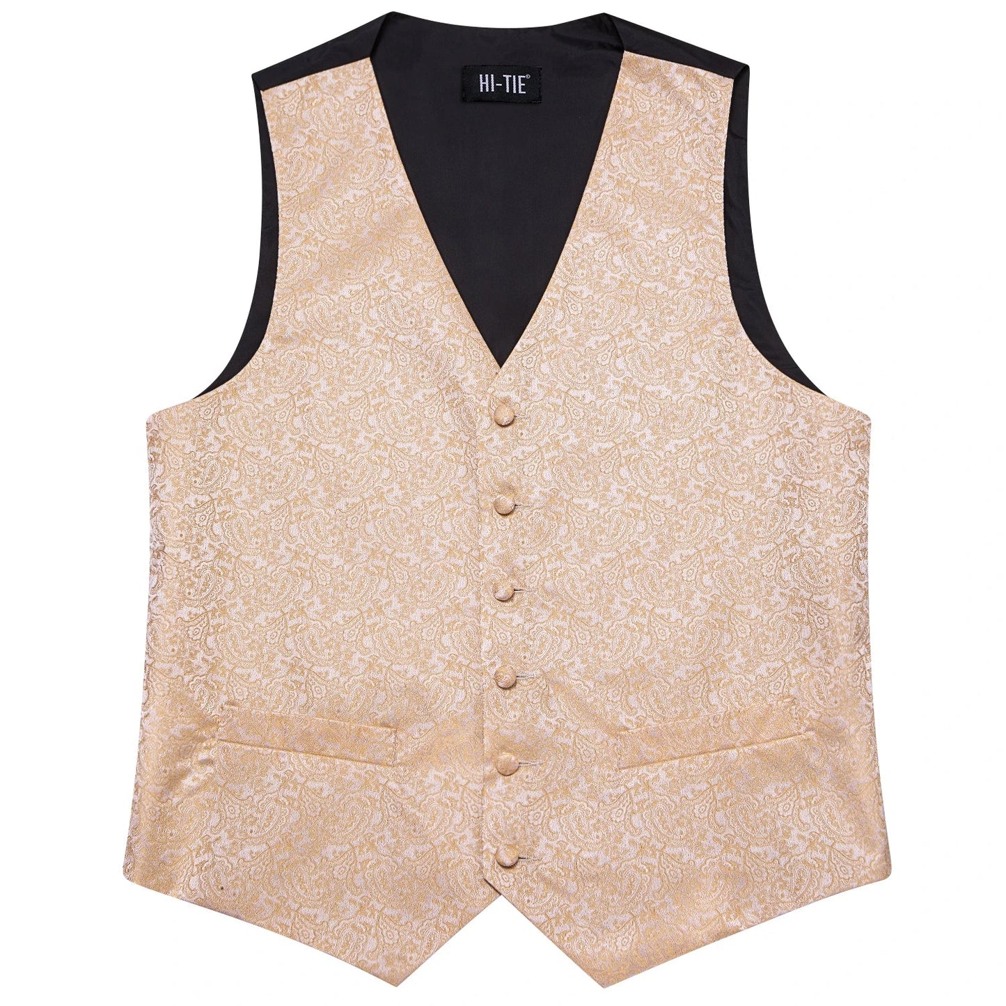 Men Paisley Print Vest Matching Set Waistcoat Tie Hanky Cufflinks Formal Wedding Party Gentleman Suit Accessories Kit