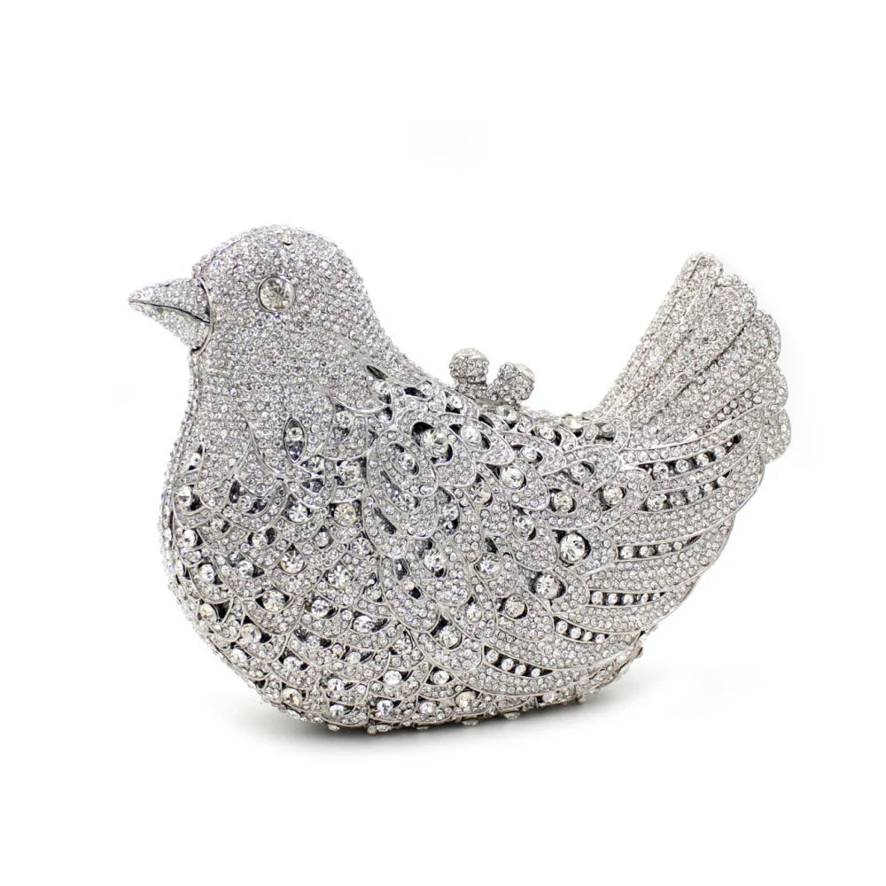 Birds Doves Animals Diamond Bags Rhinestone Dinner Bags Banquet Crystal Clutch Purse Luxury Designer Handbags Unique Party Bags