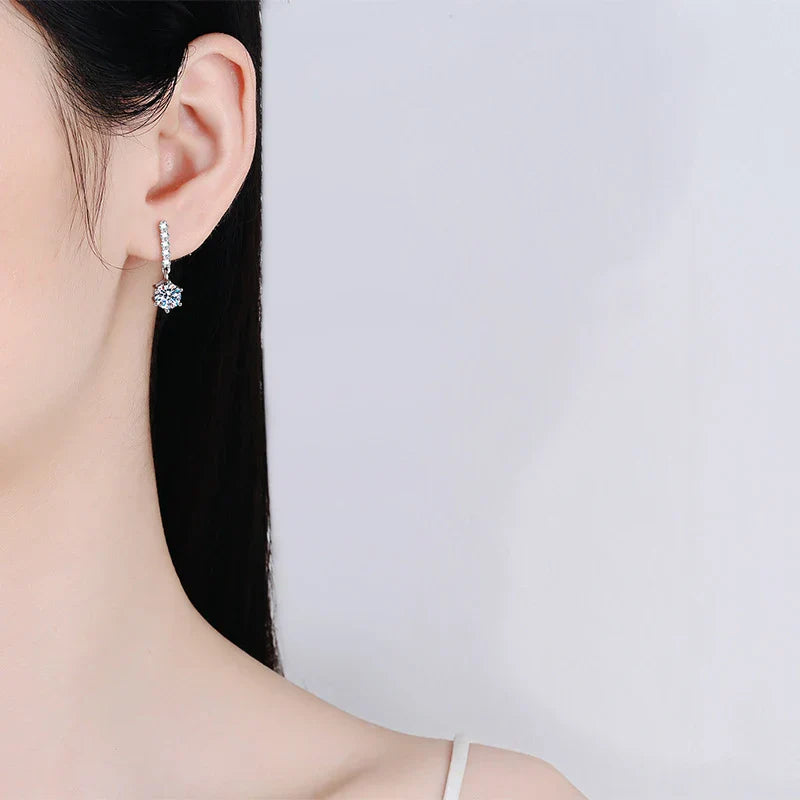 1ct 6.5mm Moissanite Studs Earrings S925 Sterling Silver with Gold Plated Drop Earrings Wedding Party Fine Jewelry