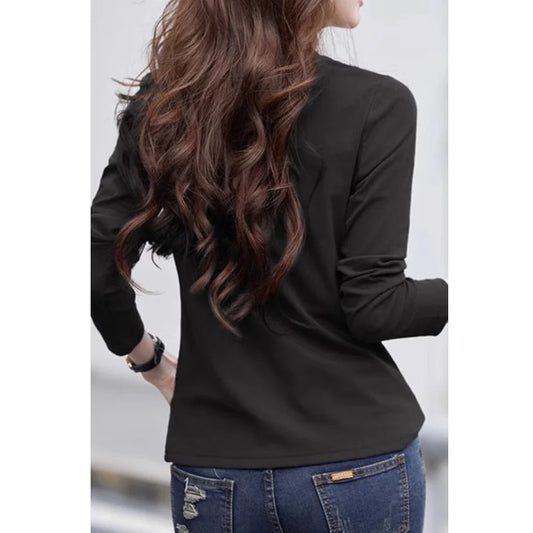 Spring and Autumn All Seasons Women's Long sleeved T-shirt Wine Red Pure Cotton New Fashion Large V-neck Slim fit Casual Top 3XL