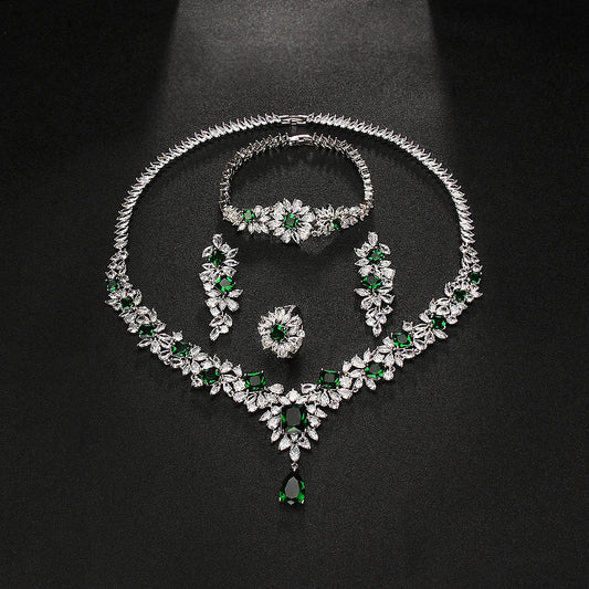 Noble Vivid Flower Appearance Design Necklace And Earring Fine Decoration Wedding Party Charming Jewelry Set