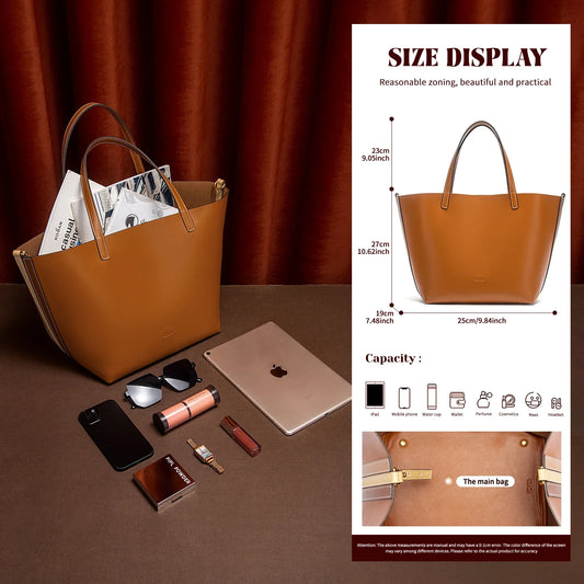 Autumn and Winter Classic Solid Color Retro Handbag, Women's New Large Capacity Tote Bag