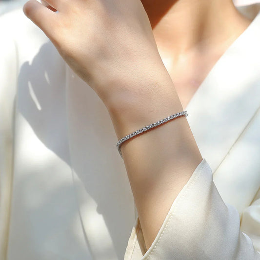 Bracelet de tennis en moissanite en argent sterling S925 pour femme, design rangée simple, bijoux élégants et scintillants pour usage quotidien