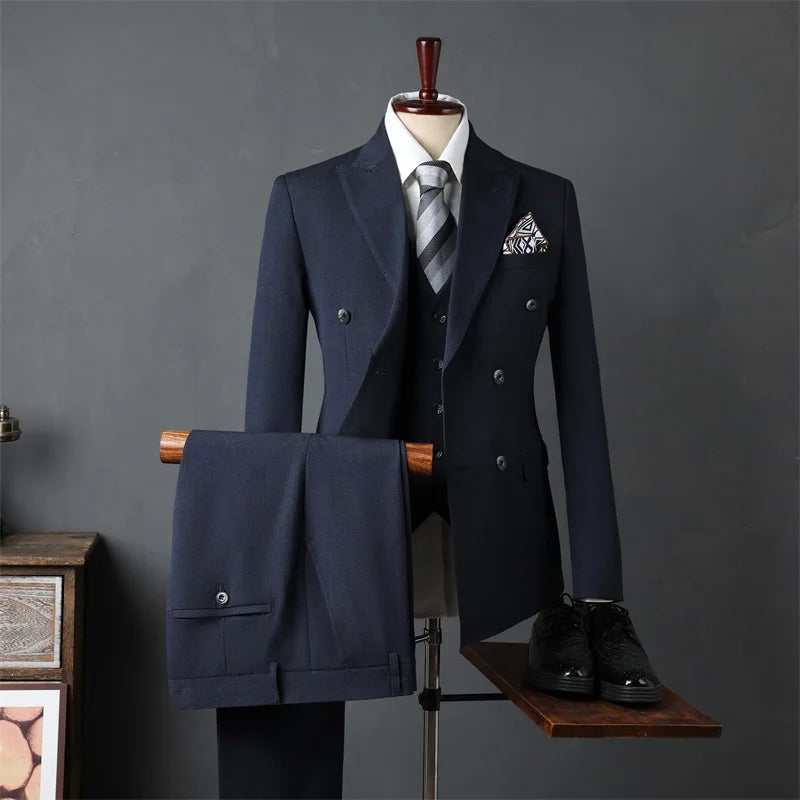 Evening Dinner Formal Slim Fit Suit Sets For Men Wedding Party Classic Tuxedos Fashion Banquet Male High-end Outfits 3 Pieces