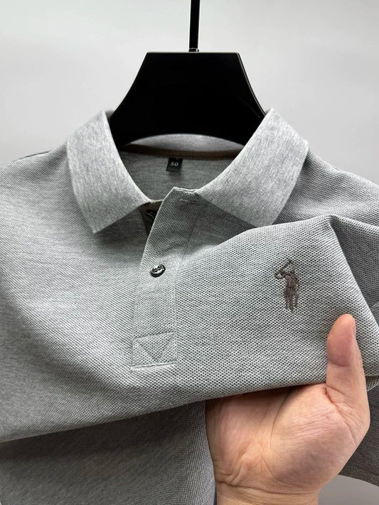 100% pure cotton high-end brand men's short sleeve polo shirt comfort lightweight summer casual T-shirt youthful fashionable top