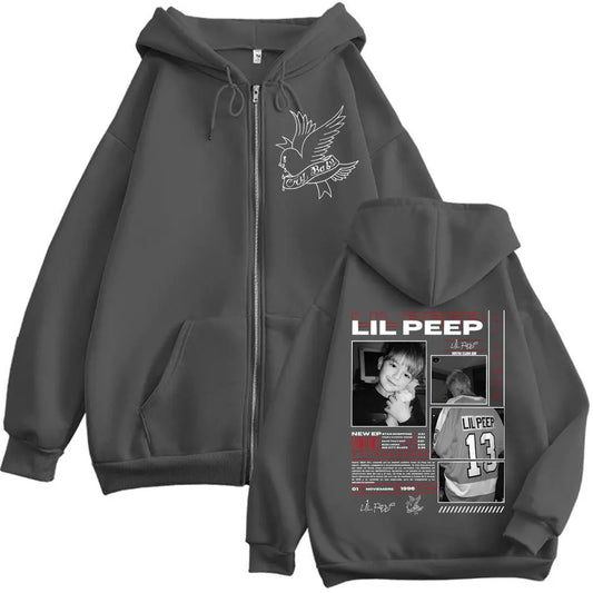 Rapper Lil Peep Merch Zipper Hoodies Fashion Hip Hop Vintage Zip Up Jacket Pullovers Men Women Casual Long Sleeve Sweatshirts