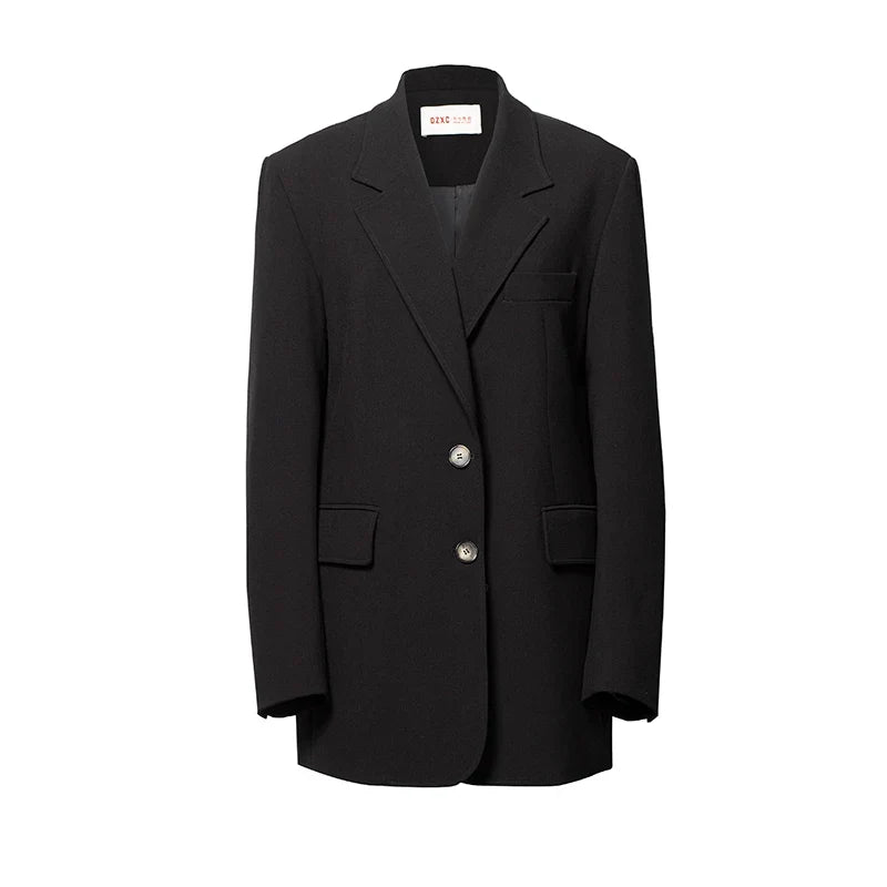 The Ultimate Store Hit~ Women's Mid-Length Oversized Blazer with Shoulder Pads for Petite Figures, Casual Suit Jacket